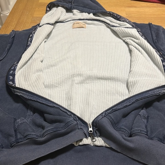 Free people Sweater We the Free zip up thermal hoodie jacket women size L NWOT - Picture 14 of 14